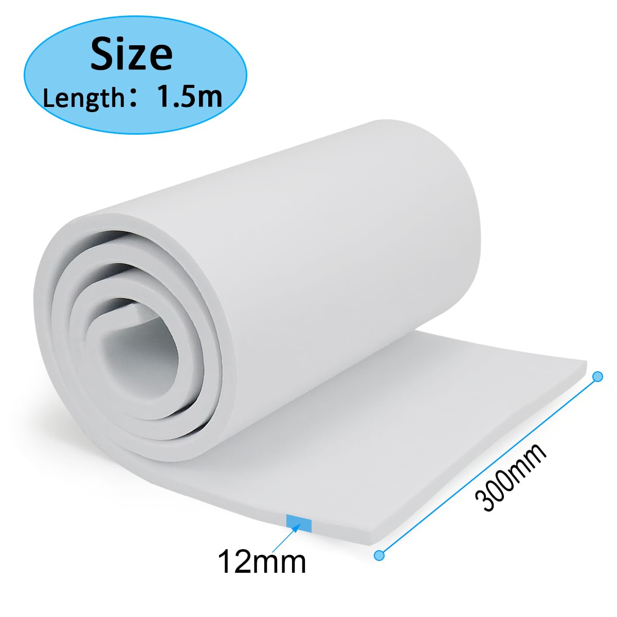 Rotolo di schiuma autoadesiva 300 mm x 12 mm x 1,5 m neoprene multifunzione antiscivolo protezione mobili