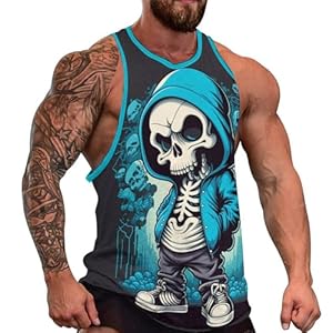 HOTYD Mens Cotton Tank Tops Skull Graphic Stringer...