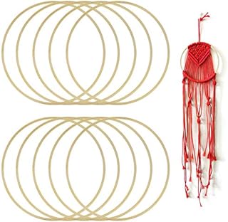 GOLRISEN Bamboo Hoops 10 Pack Wooden Dream Catcher Hoops Rings Dream Catcher Kit for DIY Macrame Ring Making Dreamcatchers Crafts Cot Mobile Christmas Decoration(7.5inch)