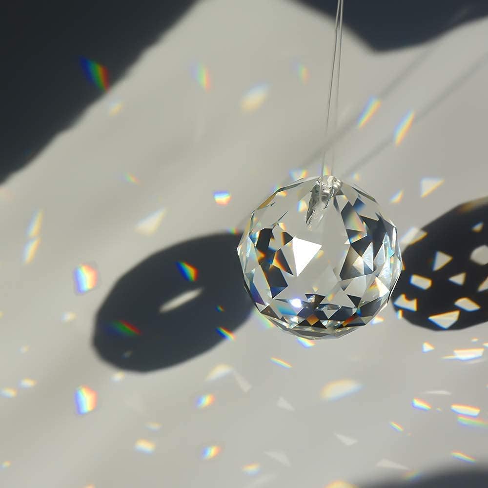 MerryNine Clear Crystal Ball Prism Sunshine Catcher Rainbow Pendants Maker, Hanging Crystals Prisms for Windows, for Feng Shui, for Gift(0.8"/20mm 20Pack-30mm/1.18" 20pack-40mm/1.57" 10pack)