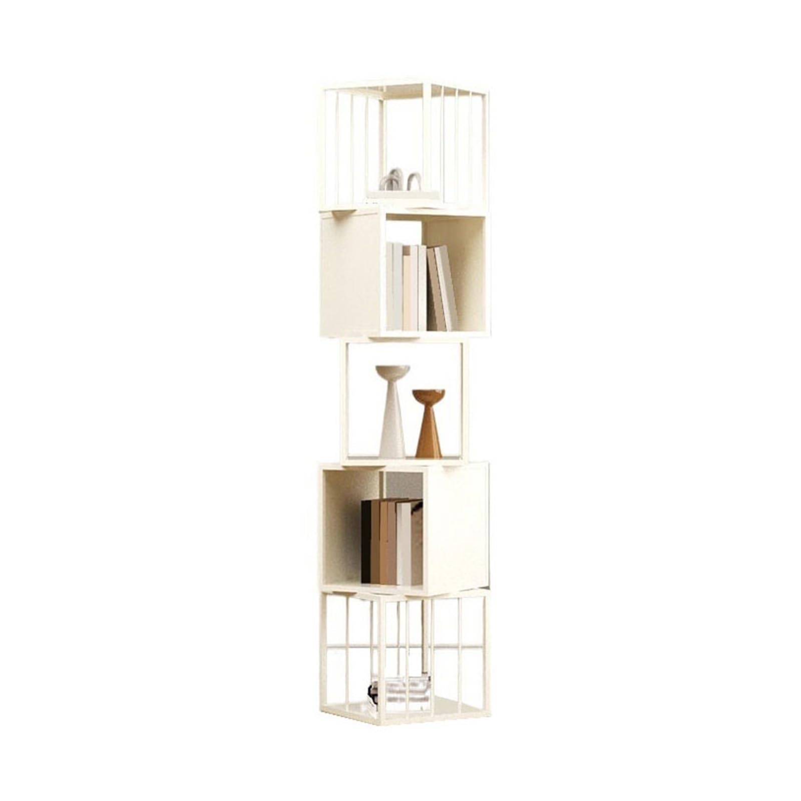 ZYYANSHOP Bookshelf 5-Tier Open Floor Iron Baked Enamel Bookshelf Living Room Study Storage Display Stand(White)