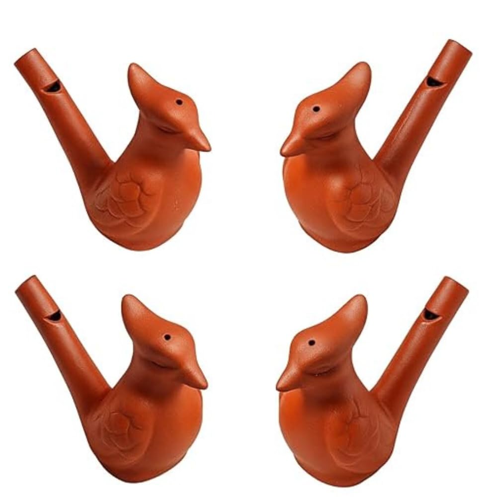 Handmade Mud Clay Bird Water Whistle Toy for Children Gift | Terracotta Handmade Animal Figurine Water Whistle Musical Toy, Fill The Water and Blow The Bird for Different Sounds - Pack of 2-image-30