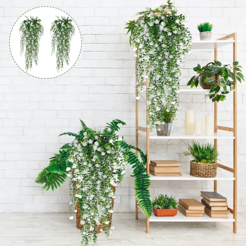 LYPPUL 4 Pcs Artificial Hanging Flowers, UV-Resistant Fake Hanging Plants Flower Bouquet - Image 3