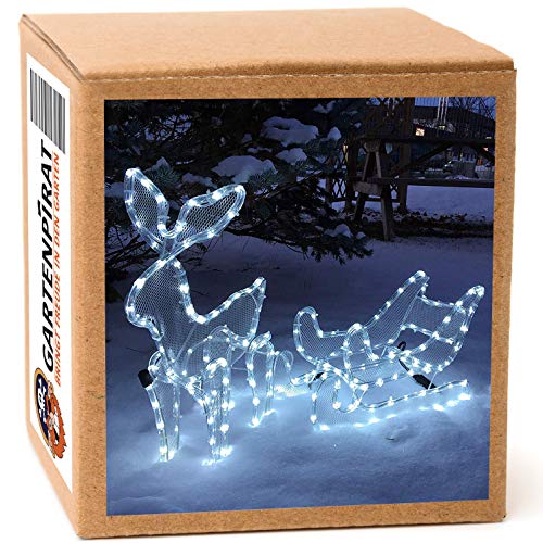 Gartenpirat Reno con Trineo 3D tubo luz LED blanco frío exteriores Cover