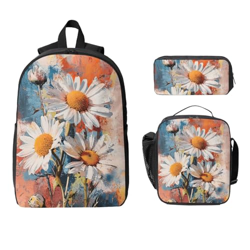 Little Daisy Backpacks 3 Pcs Lightweight Casual Backpack with Fun Graphic Cartoon Print for Hiking Commuting