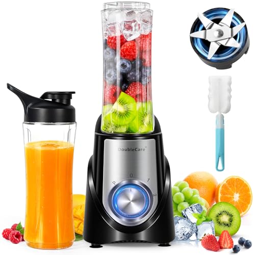 Blender Smoothie 400 W,Mixeur Blender avec BPA-Free Portables de 600ml,Mini Blender Electrique Multifonctionnel avec 6 Lames en Acier Inoxydable pour Smoothie Milk-shake Fruits