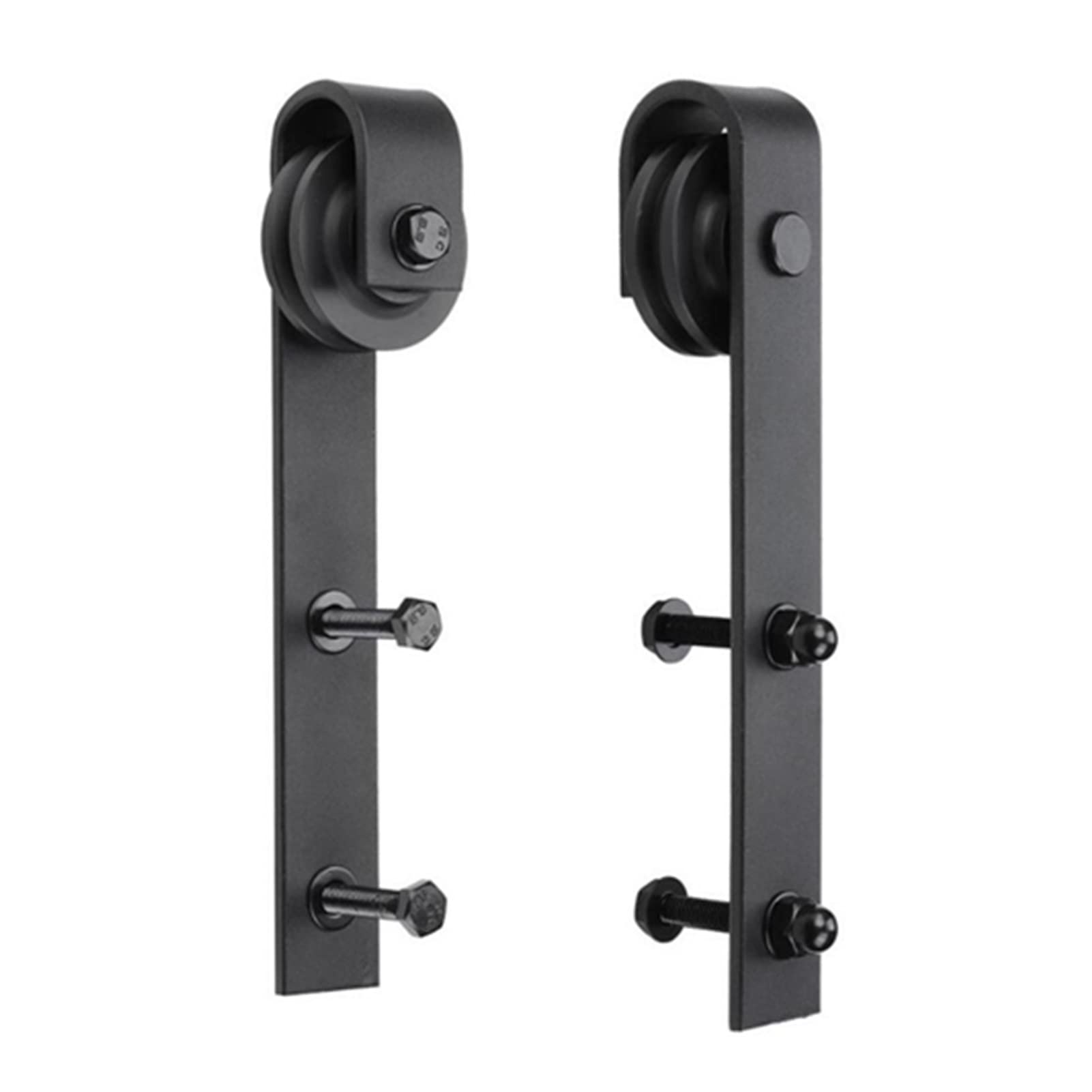 2 Pcs Black Rustic Carbon Steel Sliding Wood Barn Door Hardware Hanger Roller,Smooth Gliding