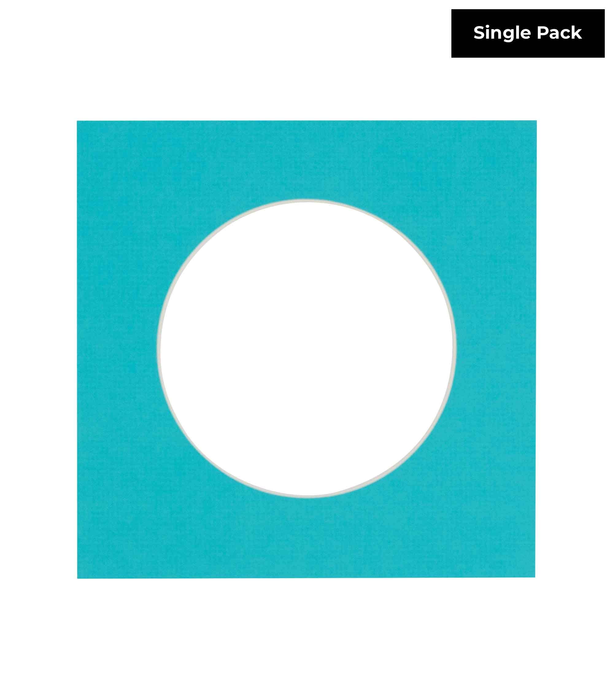 Aquamarine Blue Acid Free 14x14 Circle Picture Frame Mat with White Core Bevel Cut for 10x10 Pictures - Fits 14x14 Frame - Pack of 1 Matboard Show Kit With Acid Free Backing & Clear Bag