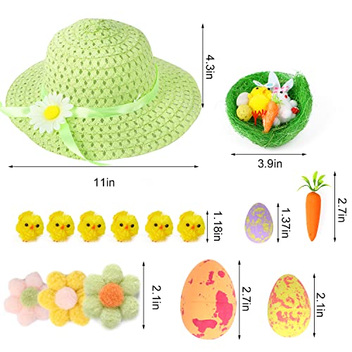 VEYLIN Easter Bonnet Kit, Easter Bonnet Hat for Kids Make Your Own Easter Hat DIY Easter Bonnet Kit Easter Hat for Boy Girl(Green) - Image 4