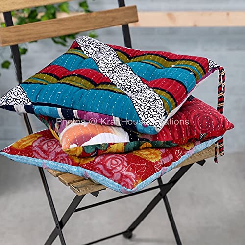 Assortiment de coussins de chaise vintage Kantha matelassés en coton doux pour décoration d'intérieur Cover