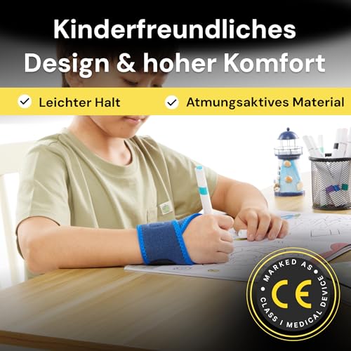 BraceUP Handgelenkbandage Kinder – Verstellbare Handgelenkschiene für Jungen und Mädchen (100–140 cm), Handgelenkschoner für Alltag, Sport & Verletzungen