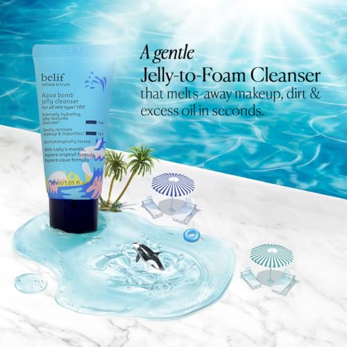 Image of Belif Aqua Bomb Jelly Cleanser 30ML | Hydrating & Gentle Face Wash | Korean Skincare | Makeup Remover for All Skin Types | Vegan & Dermatologically Tested