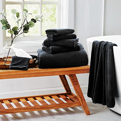 Maggea 4 Piece Bath Towel Set Black Plush Bath Sheet 700 Gsm Oversized Thick Bath Shower Towels 35X70-Extra Soft Cozy-Absorbent-Quick Dry-Multi-Purpose Hotel Luxury Large Microfiber Bathroom Towels #TOP1