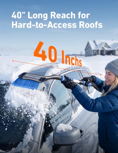 Image of AstroAI 40 inch 2-in-1 Detachable Snow Brush & Ice Scrapers for Car Windshield