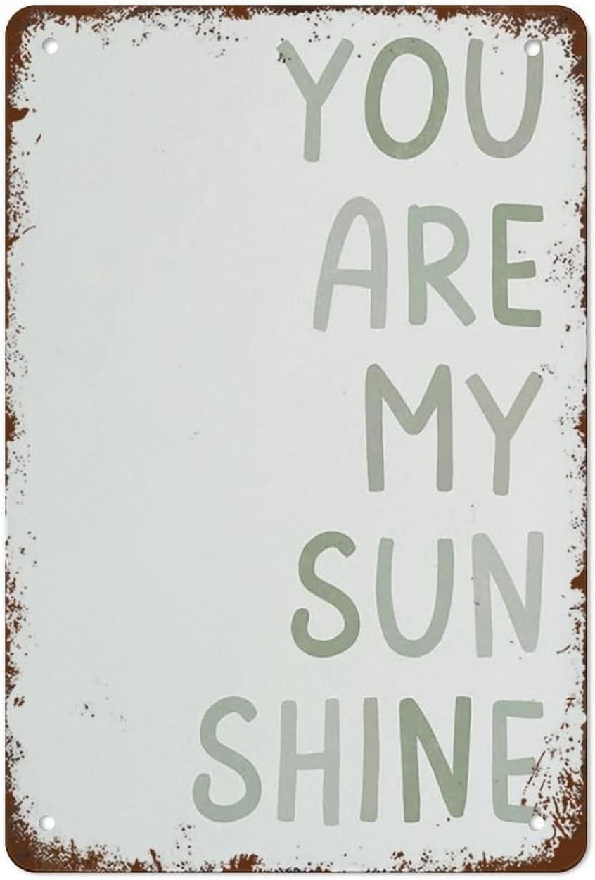 kisoyo Sage Green Decor Wall Art Metal Tin Sign Boho Print for Room Playroom You Are My Sunshine Rainbow Poster Vintage Aluminum Sign for Home Coffee Wall Decor 8x12 Inch