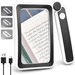 Rechargeable 5X Magnifying Glass for Reading, Handheld Page Magnifying Glass with Light for Low Vision Seniors, Lightweight LED Magnifier for Reading Books, Newspaper, Black
