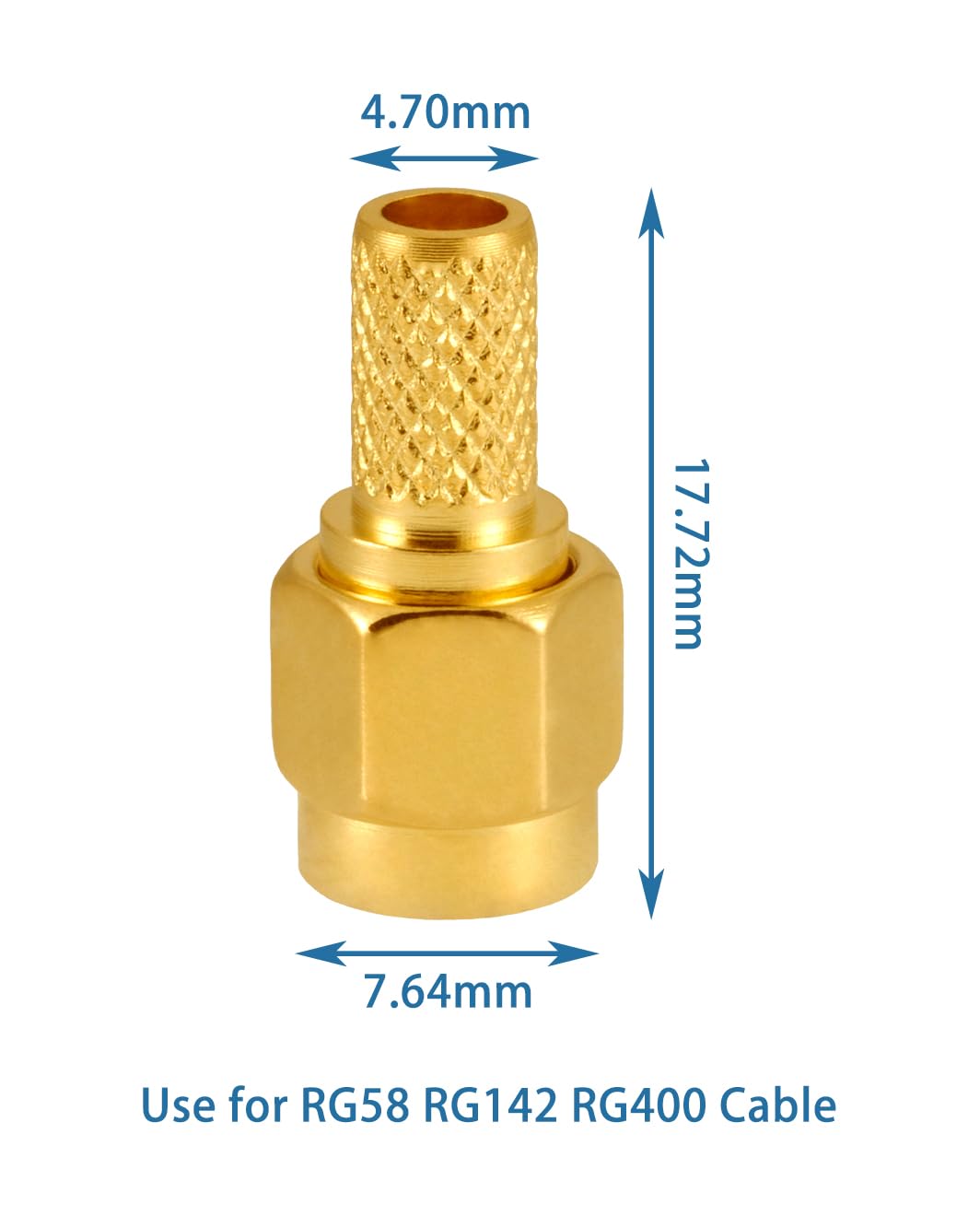 Vecys 10 PCS SMA Connettori SMA Maschio Crimpare a Connettore per RG58 RG142 RG400 VLMR195 RF Coassiale Cavo