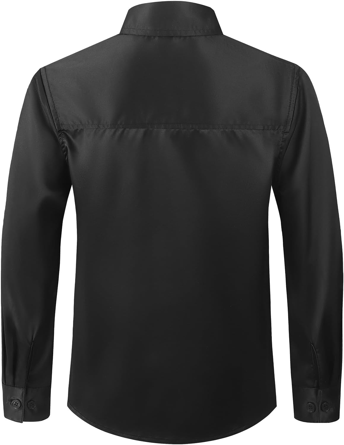 Spring&Gege Boys Shiny Satin Dress Shirts Sateen Long Sleeve Wrinkle-Free Solid Formal Wedding Button Down Shirts - Image 3