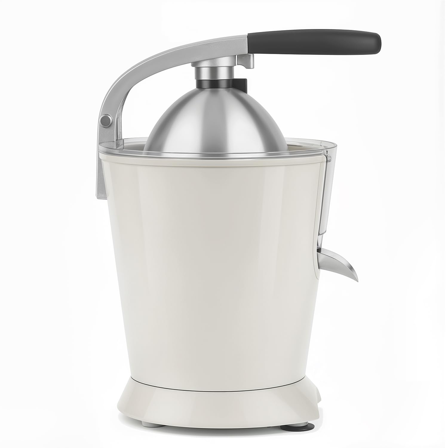 SWEISS Presse-agrumes électrique professionnel ZEST8, Bec verseur anti-gouttes, Compatible lave-vaisselle, Appareil silencieux, Bras articulé puissant 160W, Beige