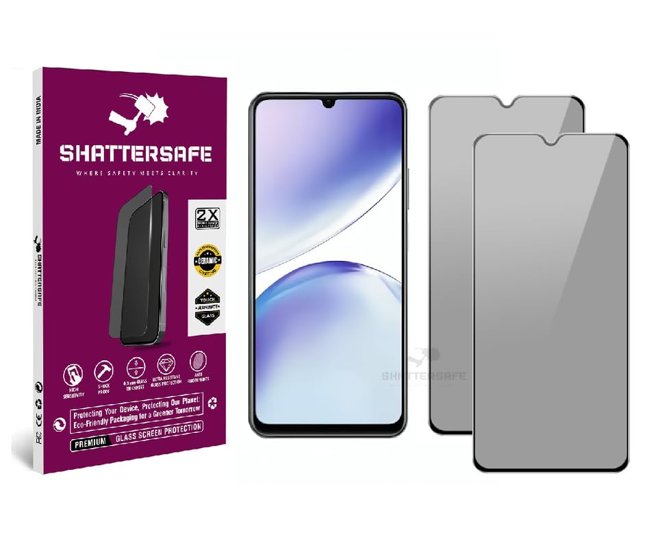 Image of Anti-Spy Privacy Tempered Glass Compatible For Realme Narzo N53 / C53 [Pack of 2]. 9H Hardness, Anti-Scratch, Edge-to-Edge Protection With Easy Installation Kit & Case Friendly Fit.