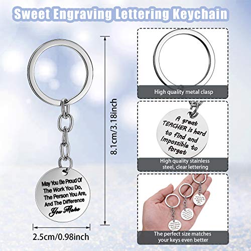 9 Pieces Teacher Appreciation Keychain Gift Set Graduation Teacher's Day Thank You Gift for Teacher (Circle-Shape)