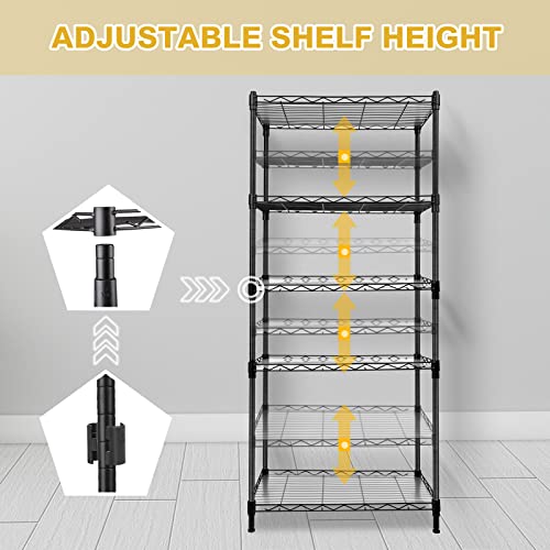 5-Tier Wire Shelving Unit And Storage, Shelves For Storage Height Adjustable Metal Wire Rack Shelving For Garage Kitchen Pantry Closet Laundry Bathroom Load 440Lbs (21.5 X 11.5 X 59.5 Inch) #TOP3