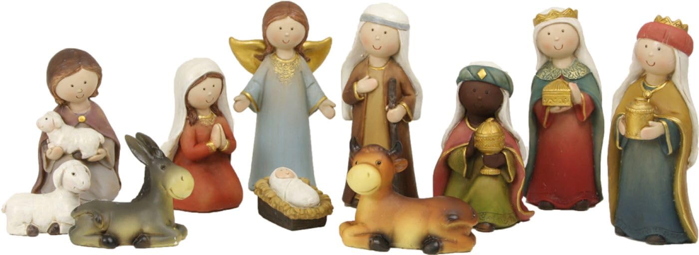 FADEDA 11 x figurki do szopki, dziecięce, wysokość: 7 cm, ręcznie malowane/wierne w szczegółach, dekoracja stołu bożonarodzeniowego, akcesoria do szopki bożonarodzeniowej