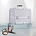 Joligrace Extra Large Makeup Train Case 6 Tray Make Up Artists Organizer Box Lockable Cosmetic Jewelry Toiletries Carrier Crafters Tool Cases with Adjustable Dividers & Shoulder Strap - Silver