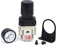 Vista 3 de SNS AR3000-N03 Regulador de presión de aire con rosca hembra 3/8 NPT 0-150 PSI ajustable, con soporte y calibre