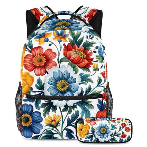 Sac à dos et trousse à crayons pour fille et garçon ensemble scolaire multicolore résistant