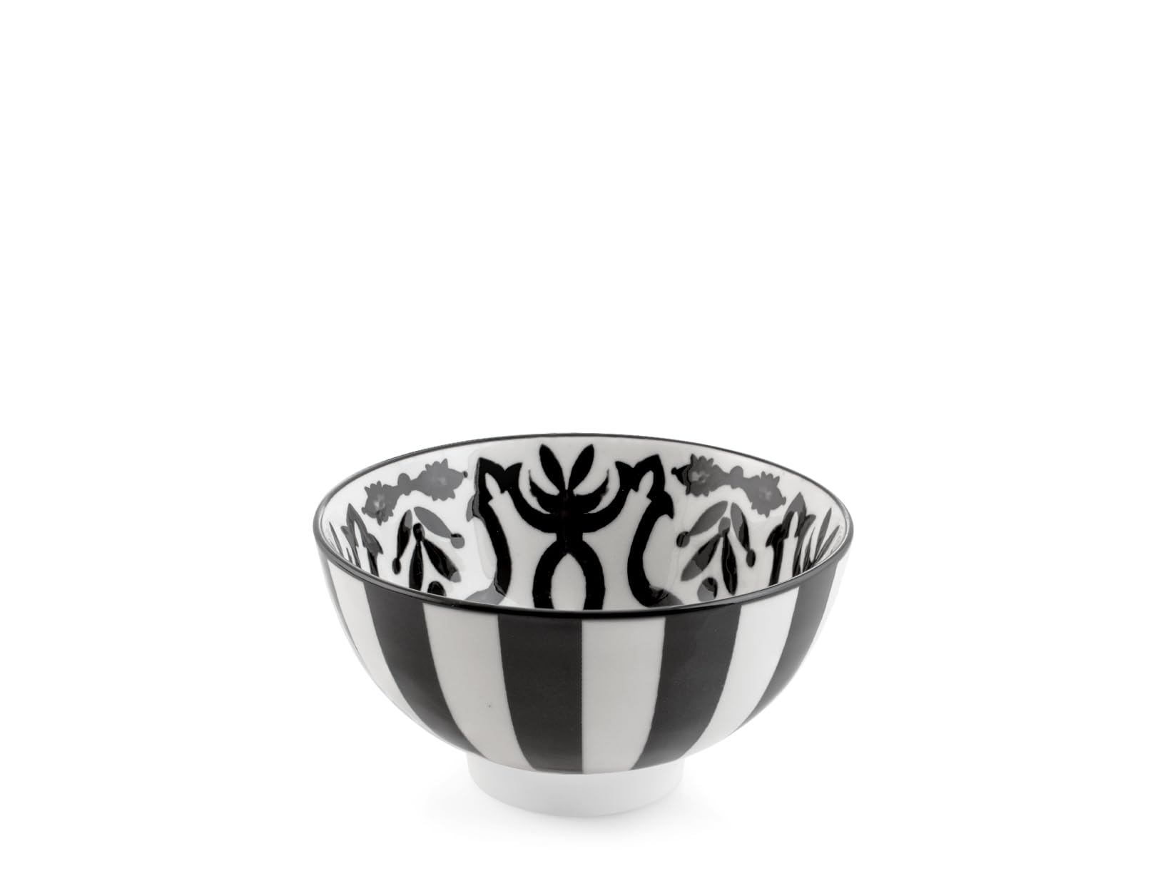 H&H, Set 6 ciotoline Mirage in Porcellana Decorata Bianco e Nero – Ø 12,5 cm – Lavabili in Lavastoviglie e Utilizzabili in Microonde e Forno Tradizionale