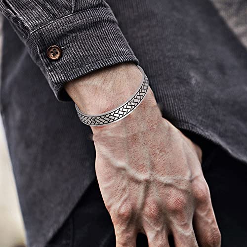 Lusso Stainless Steel Magnetic Therapy Energy Cuff Bangle Engraving Geometric Pattern Health Care Amulet Bracelets For Women Men thumb #8