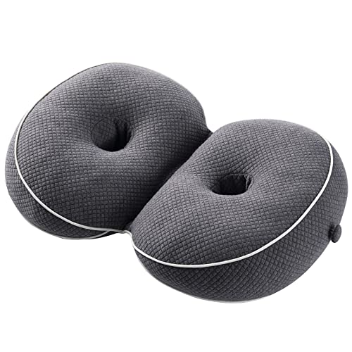 Orthopädisches Bürostuhl Sitzkissen/ Stuhlkissen, Ergonomisches Donut Kissen PP Baumwolle Befüllung, Sitzkissen Faltbar Sitzerhöhung für Auto, Sofa, Bettwunden, Postnatal, Ischias 47x32cm grau Cover