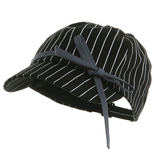 E4Hats.com Ladies White Stripe 6 Panel Newsboy Hat - Black Osfm #TOP30