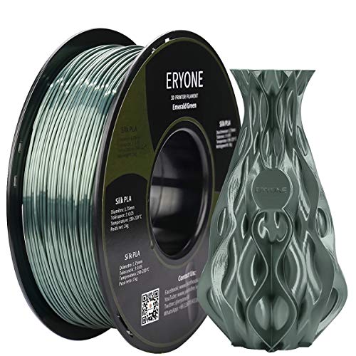 ERYONE PLA-filament 1,75 mm zijde brons (emerald groen), zijdeachtig glanzend filament PLA 1,75 mm, 3D-printfilament PLA voor 3D-printer en 3D-pen, 1 kg 1 spoel