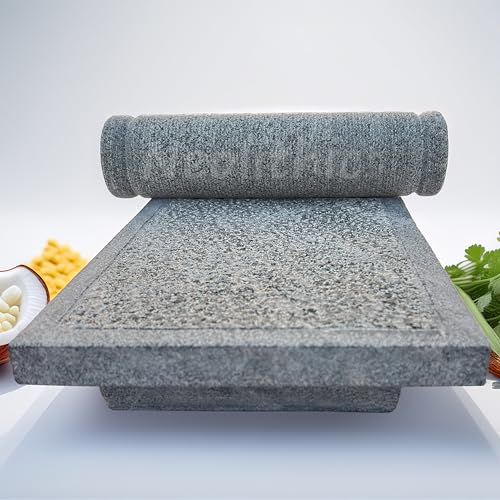 Image of Neolithic- Pure Stone- Ammikallu -Traditional Hand Grinder|Sil batta|12 Inch|Heavy Duty-12 kg|Authentic Indian Kitchen Tool for Grinding Spices and Grains