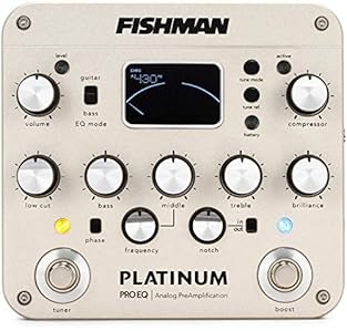 Completely redesigned from the ground up, the all-analog Platinum Pro EQ universal instrument preamp delivers incredibly accurate sonic detail for any acoustic instrument. 17-volt, high-headroom, discrete Class-A preamp 5-band tone control with sweep...
