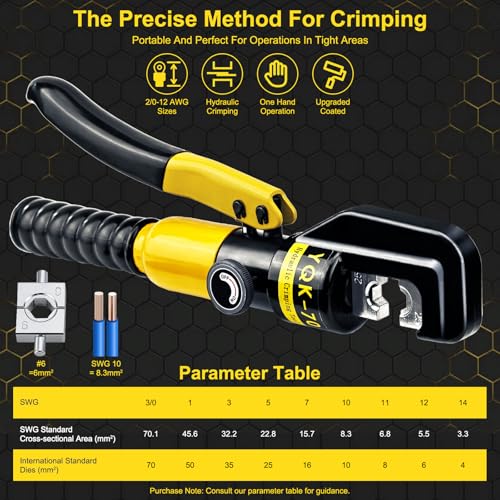 Lsoar Hydraulic Crimping Tool Hydraulic Cable Lug Crimper with 9 Pairs of Dies - Image 4