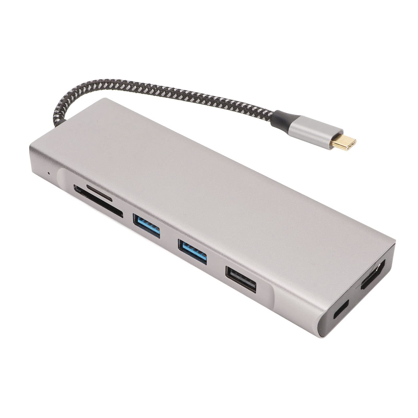 USB C Hub, 8 in 1 M.2 Interface USB C Docking Station 100W 5Gbps Transfer Aluminum Alloy SSD Housing USB C Dongle for OS X for Linux for Android