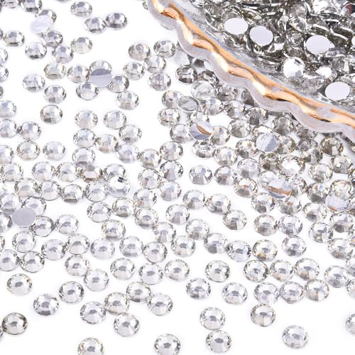Image of 288pcs Flat Back Rhinestones Round Gems for Nail Art and Craft Glue Fix,Bedazzling Decorations SS34,7.2mm,0.28inches Crystal