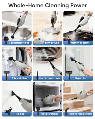 Image of CYK Steam Mops for Floor Cleaning, 12 in 1 Handheld Steam Cleaner for Home, Floor Steamer for Hardwood Floors and Tile(Grey-grey)