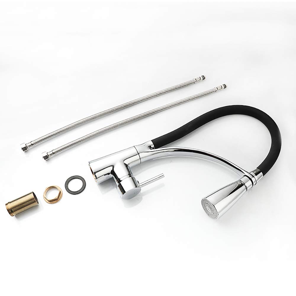 ANLIN - Grifo de cocina flexible con rotación de 360 grados, latón y LED, descoloración con temperatura