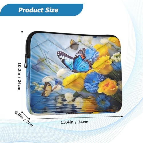 Funda para portátil 13-14 pulgadas flores azules y amarillas miniatura 3