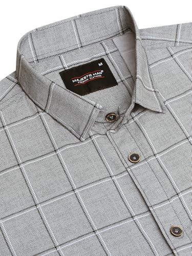 Image of Majestic Man Men's Comfort Slim Fit Pure Cotton Opaque Checked Casual Shirt