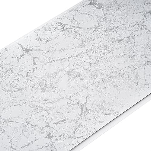 10PCS Gloss PVC Wall Panels 260 x 25 cm Tongue & Groove Interlocking Bathroom Shower Panelling 5mm Waterproof Wall Cladding for Bathroom Kitchen Ceiling & Any Room (Marble Grey)