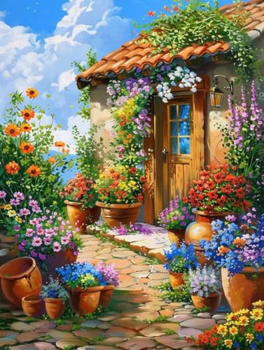 Pintar por números adultos: kit de pintura con números DIY de flores y acrílicos, 100x130cm