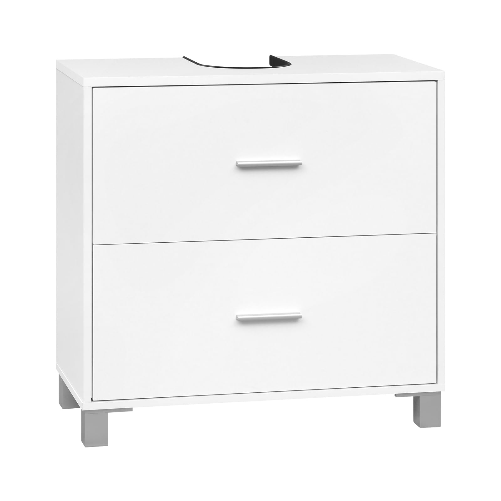 eSituro Mueble Bajo Lavabo, Mueble Baño con 2 Cajones Grandes, Mueble Lavadora sin Lavabo, Armario de Baño con Hueco de Sifón, Mueble Auxiliar Baño Blanco, Madera de Clase E1, 60x30x60cm