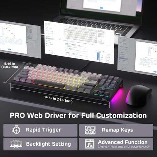 RK ROYAL KLUDGE C87 HE ラピッドトリガー ゲーミングキーボード、87キー TKL 有線 RGB メカニカルキーボード、ホール効果磁気スイッチキーボード、アクチュエーションポイント調整可能、8K Hz ポーリングレート、FPSゲーマー向け, US QWERTY