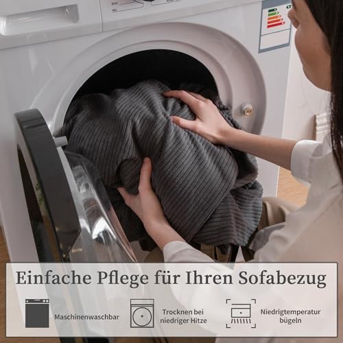 OHSIO Stretch Sofa Sitzkissenbezug - Rutschfester Sofa Überzug, Waschbarer Sofabezug, Universeller Couch Überzug, Strapazierfähig & pflegeleicht(Dunkelgrau, 1x Sitzbezug L)