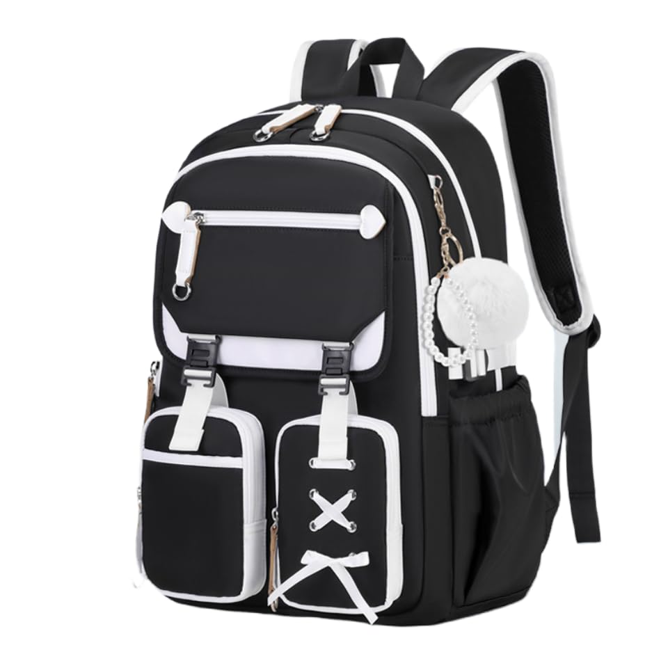 ZHANAO Color-block Girls Backpack Girls Schoolbag Kids Bookbag Elementary Middle School